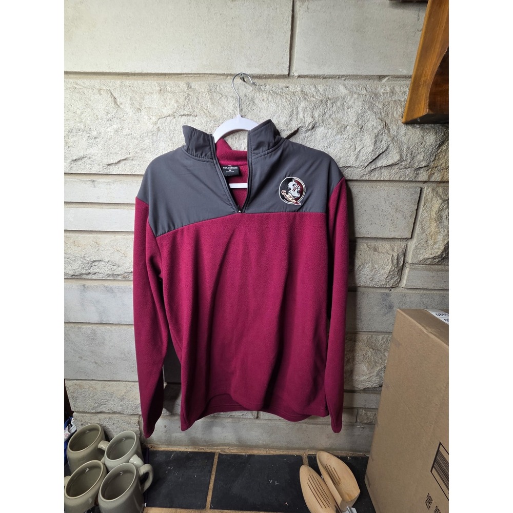 Colosseum FSU Seminoles Mens Medium Quarter Zip Fleece Pullover Garnet Grey
